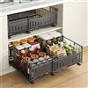 YunNasi Cassetto Estraibile Cucina, Nero, 2pezzo 38Dx17Hx32-50H CM | Cassetto Telescopico, Ripia Cassetti Scorrevole, Armadio da Cucina, Senza Bisogno di Trapano e Chiodi