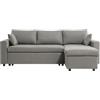 Loungitude - Divano ad angolo reversibile, convertibile in microfibra con cassettone - Grigio - 3 posti