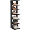 VASAGLE Scarpiera, Scaffale Portascarpe da Ingresso a 7 Livelli, Scarpiera Stretta, per Corridoio, Angolo, Cabina Armadio, Nero LBS200T16