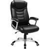 SONGMICS Sedia da Ufficio, Poltrona da Ufficio, Sedia Scrivania, Altezza Regolabile, Ergonomica, Rivestimento in PU, Portata 150 kg, Nero OBG21B