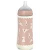 Suavinex, biberon 360 ml, con tettarella simemtrica SX Pro in silicone, con valvola anticoliche, a flusso denso (L), per liquidi densi, adatto per pappe liquide. Neonati +6 mesi. Wonder rosa
