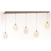 Illuminando UVA SOSPENSIONE 5 LUCI LINEARE CON SFERE IN VETRO IRIDESCENTE METALLO 4 COLORI L130 CM LAMPADINE G9