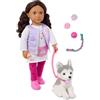 OG DOLLS Our Generation - Estella - Set di bambole e cuccioli da 46 cm - Occhi castano scuro realistici e capelli castano scuro ondulati - Giocattolo per bambini dai 3 anni in su