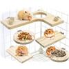 JRSHIRLEYLTD 5 Pezzi Piattaforma giocattolo con 3 Palla Fiore,Piattaforma e scale in legno,Pedale e Jumping Board Round,Animali Gioco con Arrampicata,per Criceti e Scoiattoli