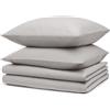 Blumtal biancheria da letto 2x 135x200cm + 2x federa 40x80cm - Lenzuola in microfibra 135x200cm - Set di 4 lenzuola grigio chiaro