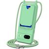 SLWYF Custodia per Google Pixel 8A Cover con cordino regolabile, con porta carte, Silicone Antiurto TPU Regolabile Stylish custodia a tracolla per Google Pixel 8A, Verde