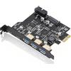 Plyisty Scheda PCIe a USB 3.2 Gen 1 con Larghezza di Banda di 5 Gbps, 3 Porte USB Type-A e 2 Porte USB Type-C, Scheda di Espansione PCIe per PC Desktop