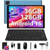 PIXGOOD Tablet 10 pollici 4G lte e 5G WiFi, Android 15.0 Octa-Core 2.0GHz, 36GB RAM, 128GB ROM (1TB Espandibile), 1920 * 1200FHD, 13MP+8MP, Tablet con Tastiera etc, GPS/Bluetooth, Blu
