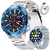 LIGE Orologio Smartwatch Uomo, 1.43 AMOLED Smart Watch con 24/7 Frequenza Cardiaca, SpO2, Durata del sonno, Impermeabile IP68, 170+ Sports, 300+ Quadranti, Cassa Argento con Bezze Blu