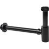 OPERMAXER - Sifone design in ottone [tubo di immersione extra lungo da 200 mm], 1 1/4 x 32 mm, ingrossamento regolabile dei tubi, sifone universale in ottone per lavabo e lavandino, antiodore (nero