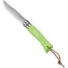 Opinel Coltello con lama ripiegabile, manico colorato e laccio di cuoio Virobloc, lama inox