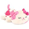 Shownicer - Peluche di gatto kawaii, cuscino in peluche, giocattolo in tessuto, regalo in peluche per adulti e bambini di 3+ anni (Bianco & Rosa, 23 cm)
