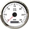KUS USA KUS Tachimetro impermeabile contagiri con contatore ore ore 3000RPM 85mm 12V/24V con retroilluminazione (bianco)