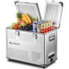AAOBOSI Frigo Portatile Elettrico 50L, Doppia Zona, da -20°C a 20°C, Frigo per Auto in Alluminio 12V 220V per Auto, Camper, Campeggio, Giardino, Barca