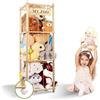 Strixorn Contenitore per animali di peluche in legno, extra grande, 136 x 40 x 40 cm, con ruote attrezzate per freni a 360°, risparmio di spazio, per sala giochi, cameretta dei bambini