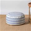 MOCOFO Copertura ottomana rotonda colorata geometrica in stile bohémien non imbottita con maniglia, poggiapiedi decorativo per soggiorno camera da letto patio (blu, 45x45x20 cm)