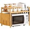 Vinteky Mensola per microonde, in bambù, supporto per microonde, con tagliere e 4 zappe, multifunzione, in legno, per cucina, 35 cm x 55 cm x 42 cm