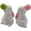 Dekohelden24 Set di 2 conigli decorativi moderni, coniglietti pasquali, decorazioni pasquali, coniglietti pasquali lucidi, in ceramica bianca, con vetro di gomma, contenuto della confezione: 2 coniglietti