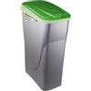 M home by Mazzei Mondex - Pattumiera di Tri Selettivo 25L in Plastica - Apertura facile Push - Vasca Grigio Argento con Coperchio di Colore Verde - Ideale per Cucina, Celliera - Made in France