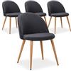 Menzzo Maury Set di 4 sedie Stile scandinavo, Tessuto, Grigio, 51 x 56 x 75 cm, 4 unità