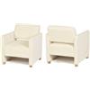 MEUBLE COSY Set di 2 Poltrona Imbottita, Sedia da Salotto con Schienale a Braccioli, Divano a 1 Posti in Velluto a Coste, Poltroncina Relax Gambe in Legno, Beige