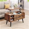YITAHOME Tavolino da Caffè con Piano Sollevabile e Scomparto Nascosto, Ripiano Portaoggetti Regolabile, Sollevatore a Molla, Tavolino da Caffè con Spazio per Soggiorno, 80x40x61,5 cm, Marrone Rustico