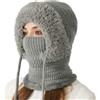 Youkly Berretto invernale 3 in 1 da donna, caldo berretto invernale lavorato a maglia con sciarpa e maschera per il viso, passamontagna lavorato a maglia, antivento, cappello invernale per attività