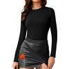 SHAPERIN Maglia Girocollo a Manica Lunga Donna Maglietta Termica T-Shirt Top Aderente Tinta Unita Canotta Intima Caldo, Grigio Scuro, L