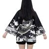 Siehin - Kimono Cardigan Japan Happi Kimono Primavera Estate Giacca Yukata Coat Ukiyoe Baggy Tops Taglia Unica Schwarz Drache Taglia Unica