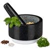 Relaxdays Mortaio & Pestello in Granito, Robusto & Resistente, Erbe Aromatiche, in Pietra, V 400ml, Ø 14, grigio/bianco