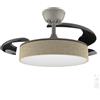 Cecotec Ventilatore da Soffitto con Luce con 3 Pale Retrattili EnergySilence Aero 3666 Invisible Textile. 30W, Motore DC, Diametro 36, 3 Toni LED, Telecomando, 6 Velocità, Timer, Design In Tessuto