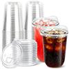 YISIZES Confezione da 50 bicchieri in plastica trasparente da 480 ml, con coperchio, usa e getta, per bevande fredde, latte, succhi di latte, frullati, frullati, frullati, frullati, feste, eventi, a prova di