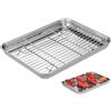 DOITOOL DOITOOOL, teglia da Forno Antiaderente, 1 Set di Rettangolare, in Acciaio Inox, con griglia di Raffreddamento Rimovibile, 26 x 20 x 2,5 cm