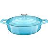 La Cuisine for life La Cuisine Padella per saltare in ghisa smaltata, casseruola bassa da 28 cm, 3,5 litri, interno smaltato nero opaco, adatta a tutti i piani cottura, adatta al forno, verde acqua