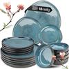 Moritz & Moritz Servizio di Piatti 6 Persone Blu 18 Pezzi - Set Piatti composto da 6x Piatti Piani, 6x Piatti da Dessert, 6x Piatti Fondi - Serie Organic