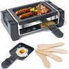HengBO Raclette 2 Persone Mini Grill Piastre e Griglie Elettriche Per Raclette 500W con Rivestimento Antiaderente per la Griglia e 2 Padelle