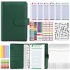 Lrocotanc Raccoglitore ad Anelli A6 - 30 Pezzi Money Binder con Buste a Cerniera e Etichette - Ideale per Budget Planner e Organizzatore di Contanti per Casa e Lavoro (verde)
