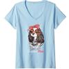 Girls Tri Color Cavalier Mama Gift Shirt Donna Womens Tricolor Cavalier King Charles Spaniel Dog Mom Lover Maglietta con Collo a V
