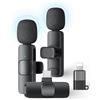KUKIHO Microfono Lavalier Wireless per iPhone/Android (2 Trasmettitori) Mini Microfono