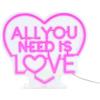 Legami - Insegna Luminosa Led a Effetto Neon, Decorazione, Base Removibile, Alimentazione con Cavo Type-C, Tema All You Need Is Love, Solo per Utilizzo Interno