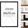 JCNORD Cornice Portafoto in Legno MDF Nero 50x70 cm con Vetro Acrilico Infrangibile | Moderna per Pareti e Tavoli