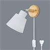 LZGS Go Swing Bands Lampada Da Parete Con Presa Per Interruttore Lampada Da Comodino Macaron Retrò Moderna Legno Moderne Lampada A Muro Orientabile E27 Luce Da Camera Da Letto Soggiorno (Bianco 2)