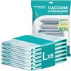 SONGMICS Sacchetti Sottovuoto, Sacchi Buste per Vestiti Lenzuola Armadi Viaggi, Compatti e Riutilizzabili, 6 Pezzi, Taglia L, Trasparente LVB102W101