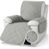 YushengTai Copripoltrona Relax Reclinabile, 100% Impermeabile, Anti-slip Copripoltrona 1 Posto, Copri Poltrona con Braccioli con 4 Tasche, 2 Cinghie Regolabili (Grigio Chiaro)