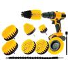 HUAWELL Spazzola per trapano Power Scrubber con 2 set di accessori estesi per malta, pavimento, vasca, doccia, piastrelle, bagno e cucina (giallo)