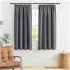 PONY DANCE Tende Oscuranti per Cucina Finestre Piccole 2 Pezzi Tenda Camera da Letto Termica Isolante con Fettuccia Metodi di Sospensione Multipli L140 x A160 cm, Grigio