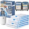BoxLegend Sacchetti Sottovuoto Vestiti per Viaggi con Pompa Elettrica-6 Pezzi 2S + 2XS + 2XXXS Buste Sottovuoto Sacchetti Salvaspazio Aspirapolvere Viaggi Deposito Domestico per Copertine, Cuscini