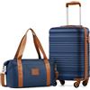 COOLIFE Ryanair Trolley Bagaglio a Mano 55×35×20 e Borsone da Viaggio 20L(40x25x20cm) Set di Valigie, Valigia Bagaglio a Mano, Chiusura a Combinazione Laterale con TSA