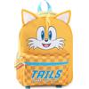 Sonic The Hedgehog Zaino 3D Tails Kids | Zaino giallo con il personaggio Time To Fly! e tasca frontale a scacchi con chiusura a zip per bambini e bambine