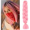 ShowJarlly Capelli per Treccine Africane Jumbo Treccia Capelli 24" Morbido Extension per Treccine Africane 1 Pack Treccine Africane Extension Capelli（Rosa Scuro#）